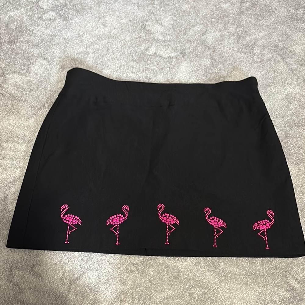 Attyre Black and Pink Embellished Mini Skorts